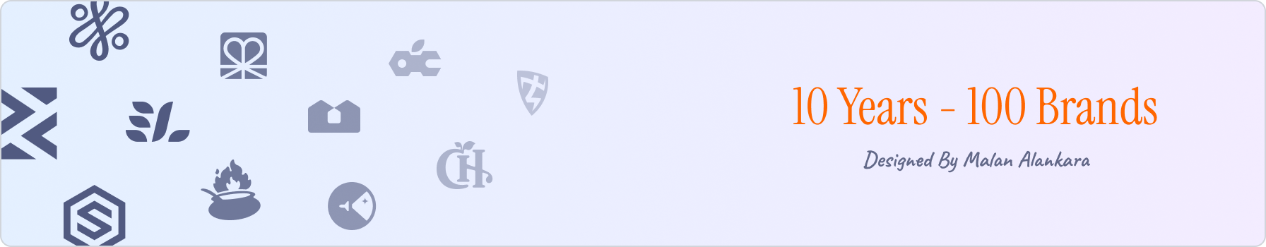 100 brands in 10 years banner with logos